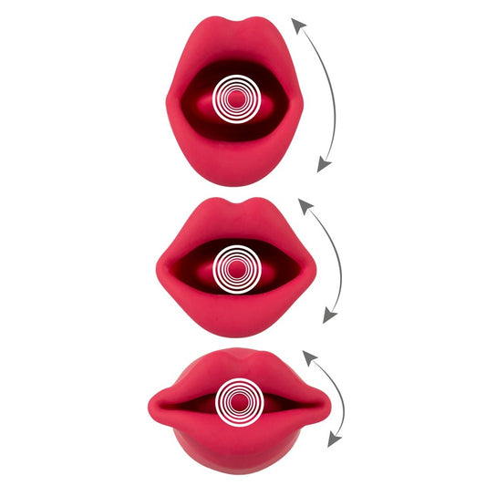 Oral Fun Moving Lips Tongue Vibrator 13cm Red - Dual Motion Oral Simulator