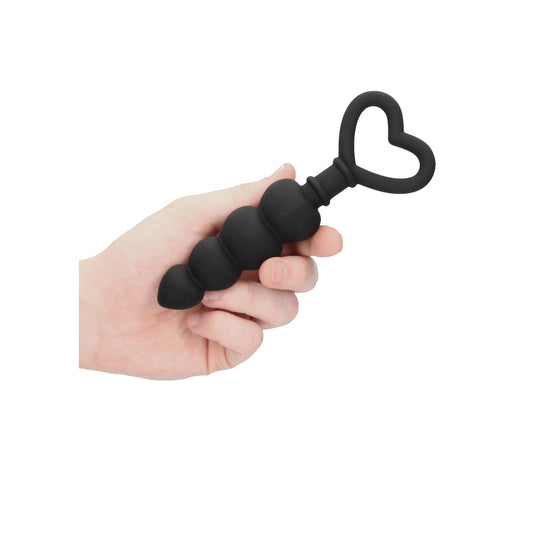 Ouch Silicone Anal Love Beads Black 6" - 100% Silicone Soft Wonderful Climax Chain