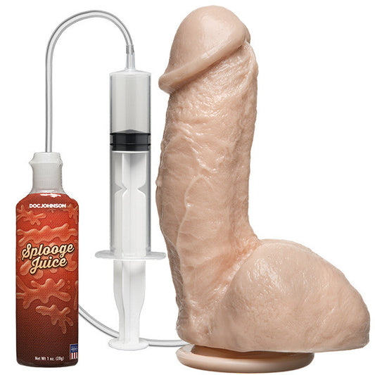 Squirting Realistic Dildo 7" Flesh - Ejaculating Suction Cup Moveable Balls