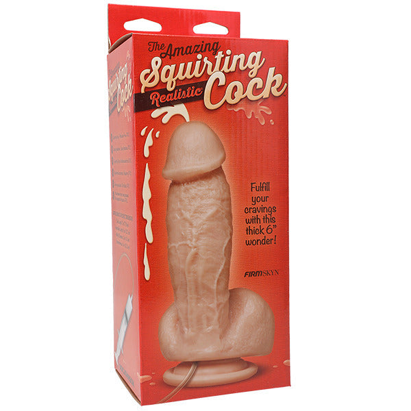 Squirting Realistic Dildo 7" Flesh - Ejaculating Suction Cup Moveable Balls