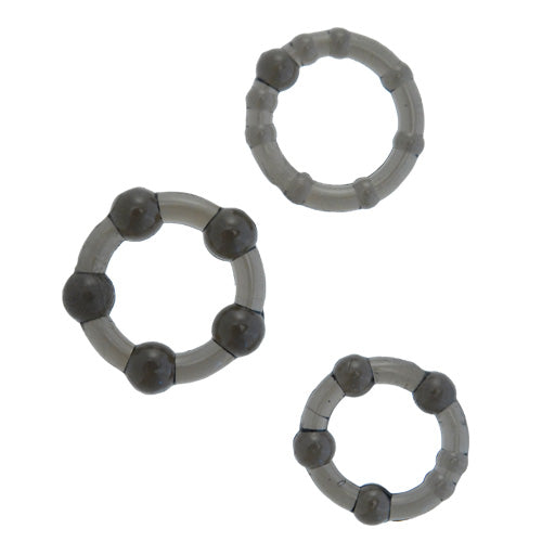 Pro Rings Cock Rings 3-Pack - Beaded Soft Stretchy Small Medium Large