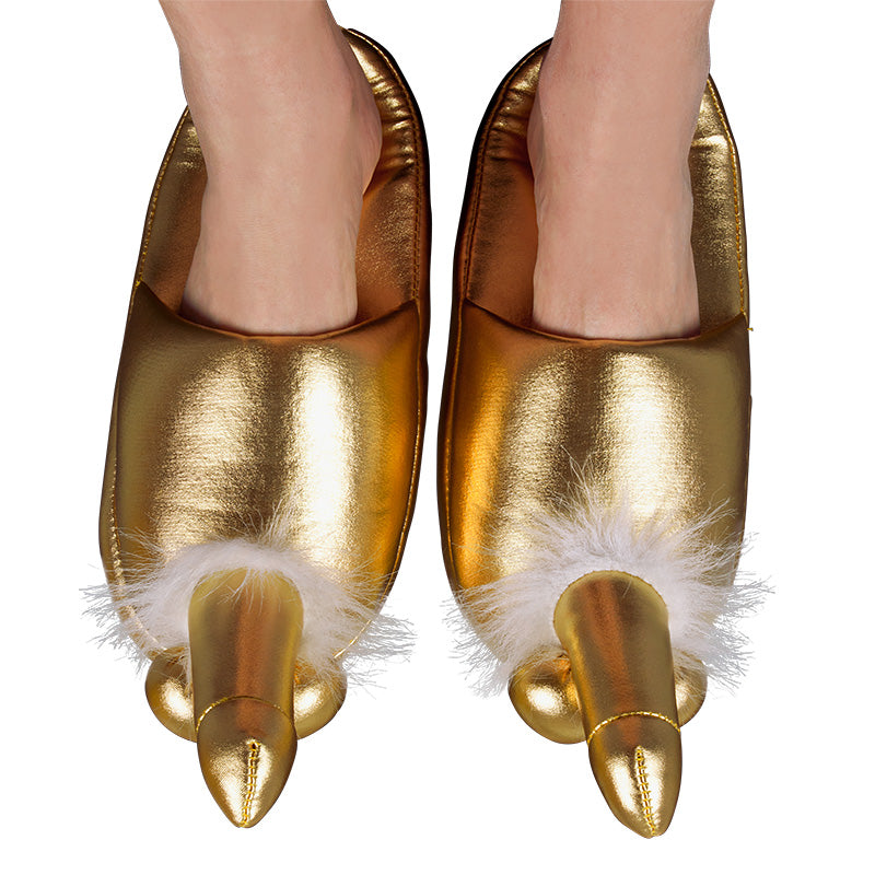Golden Penis Slippers - Playful Novelty Footwear UK 8 (EU 42)