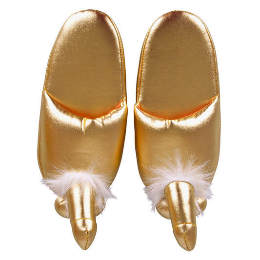 Golden Penis Slippers - Playful Novelty Footwear UK 8 (EU 42)