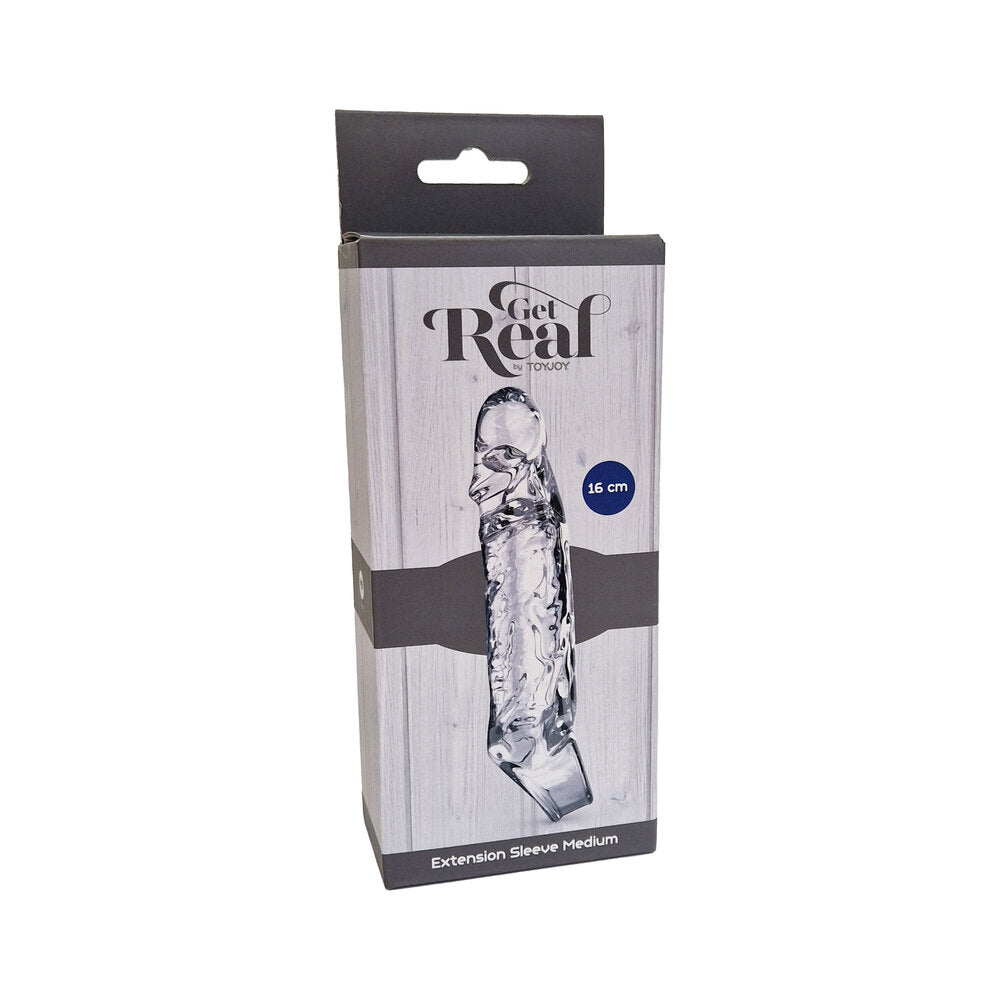 ToyJoy Get Real Extension Sleeve Medium 6.25" Clear - Soft Stretchy TPE Perfect Fit