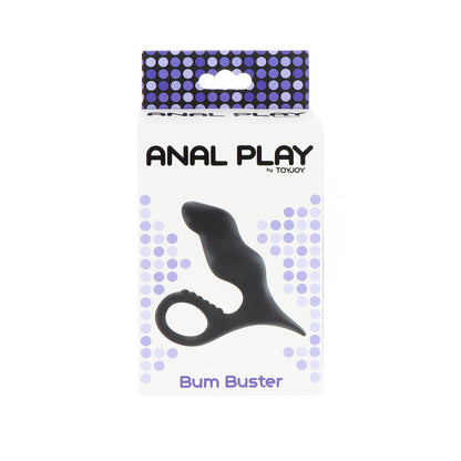 ToyJoy Anal Play Bum Buster Prostate Massager 4.5" Black - Silicone Retrieval Loop P-Spot Perineum
