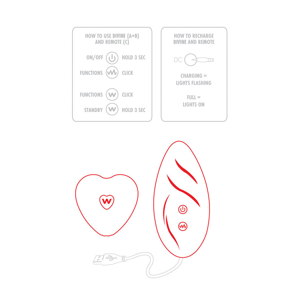 ToyJoy Divine Panty Vibe Red - Lace Panty 4 Modes 3 Speeds USB Heart Remote Silent