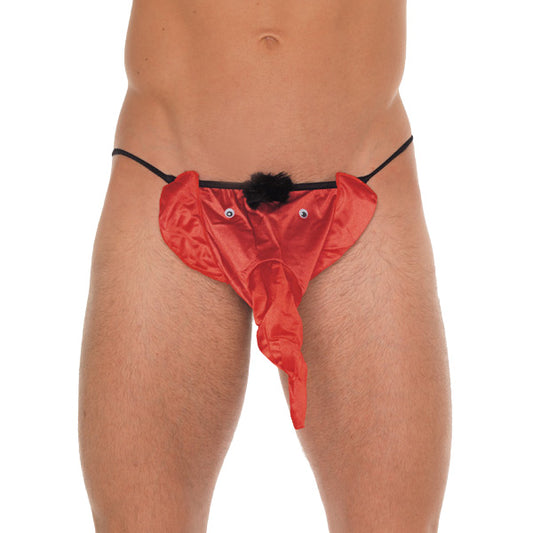Rimba Black G-String with Red Elephant Pouch - Passionate Animal Men's Underwear