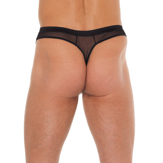 Rimba Black G-String with Penis Sleeve - Enhanced Display Men's Underwear