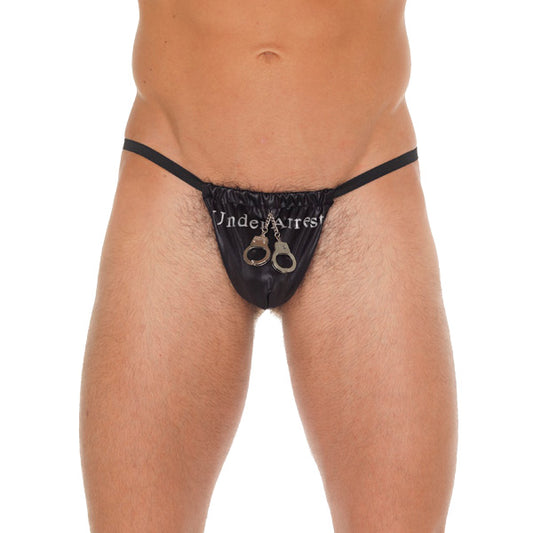 Rimba Black Handcuff Pouch G-String - BDSM Minimal Men's Underwear