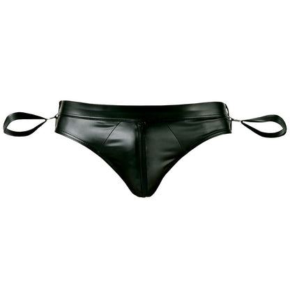 Black Matte Look Open Back Jock Brief with Handcuffs - Bondage Jock