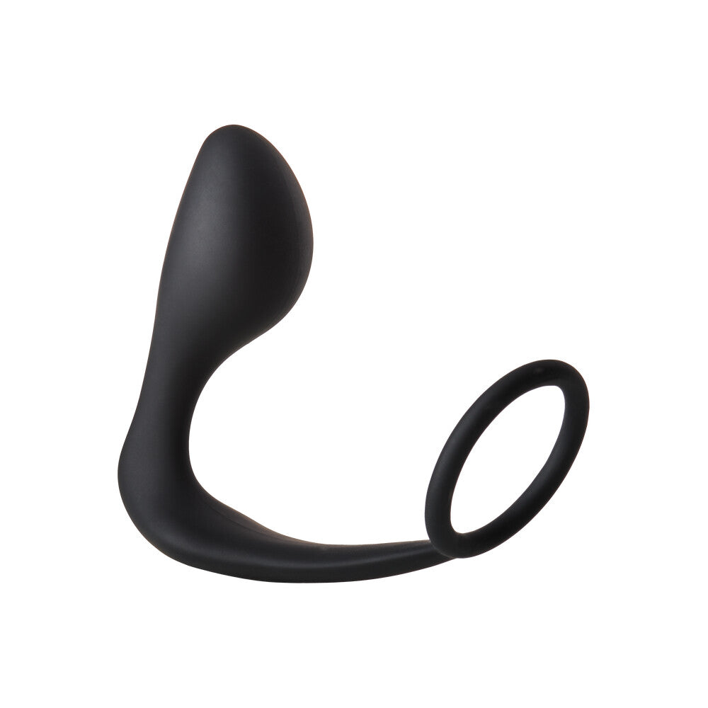 Fantasstic Anal Plug with Cockring 4.5" Black - Prostate Massaging