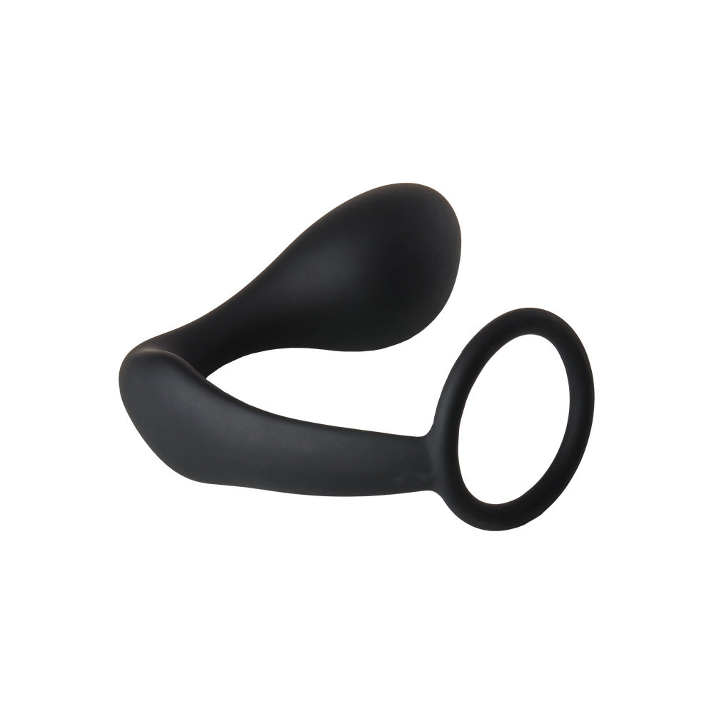 Fantasstic Anal Plug with Cockring 4.5" Black - Prostate Massaging