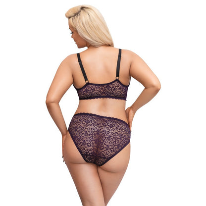 Purple Lace Bralette and Briefs Set - Curvy Crown