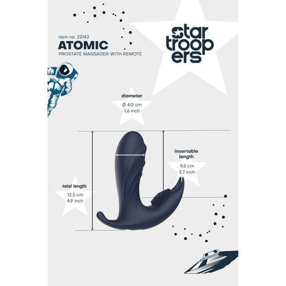 Startroopers Atomic Prostate Massager 4.9" Blue - 10 Vibrations Wireless Remote IPX6 USB