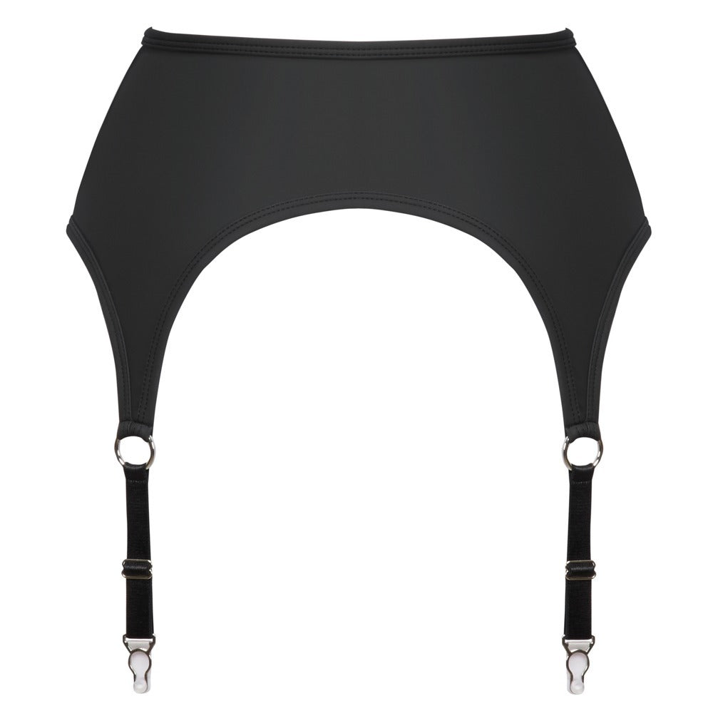 Black Matte Look Zip Suspender Belt - Zip Devotion