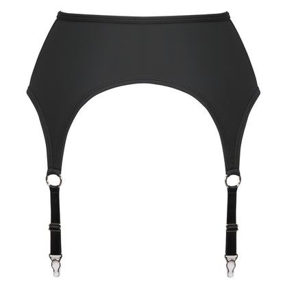 Black Matte Look Zip Suspender Belt - Zip Devotion
