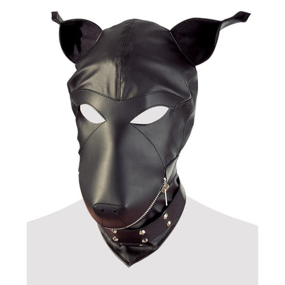 Black Faux Leather Dog Hood - Puppy Play Devotion