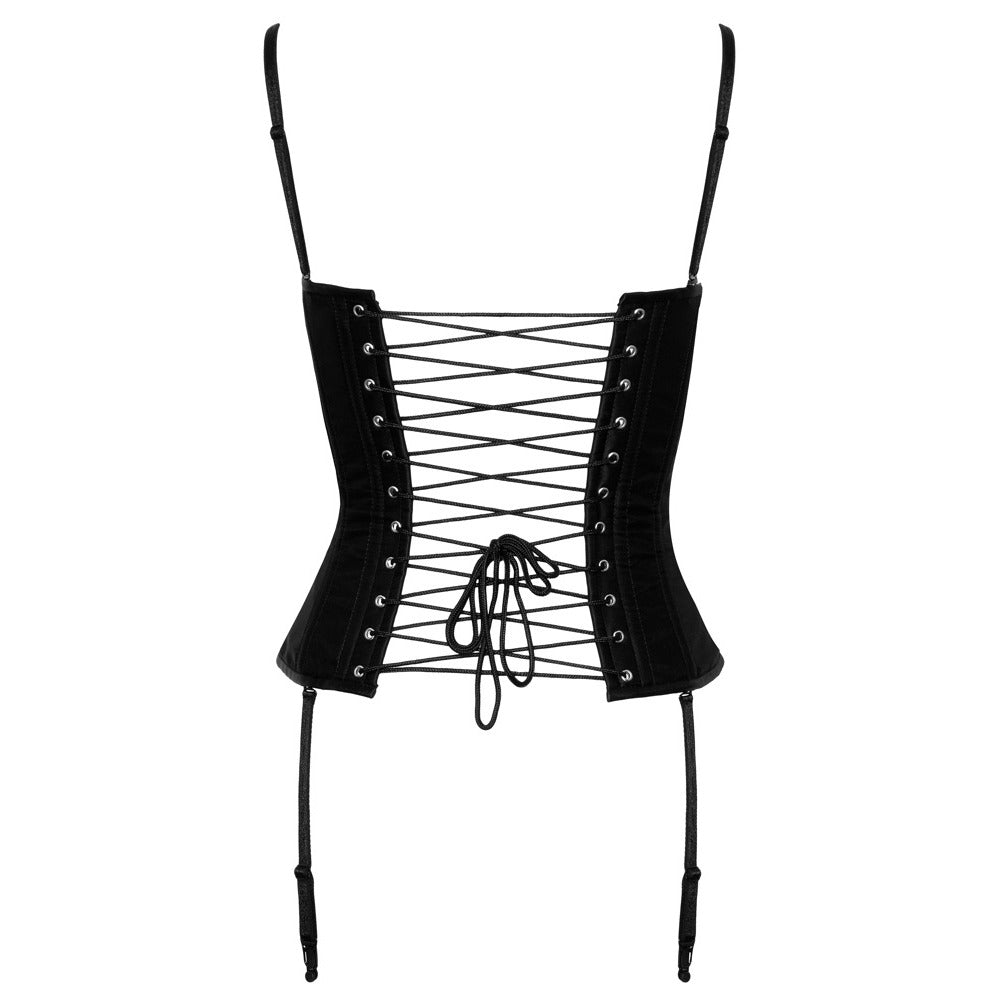 Black Satin Overbust Corset with Shaping Rods - Party Elegance