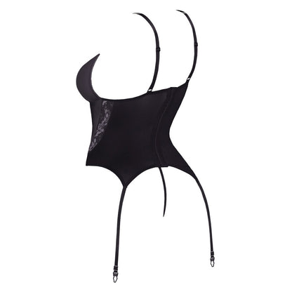 Red Lace and Powernet Basque with String - Crimson Seduction