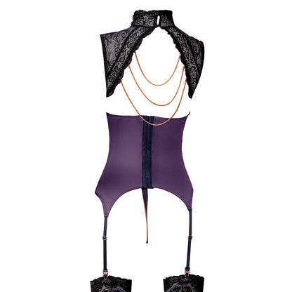 Purple Basque and Crotchless Set with Rose-Gold Chains - Royal Devotion