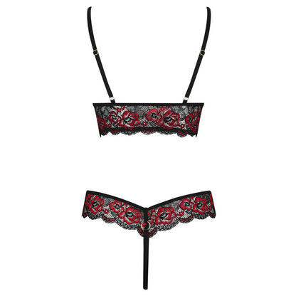 Black Floral Lace Crotchless Body with Powernet - Floral Revelation