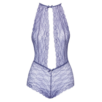 Lavender Delicate Lace Halterneck Body with Bows and Sparkly Gems - Kissable Devotion
