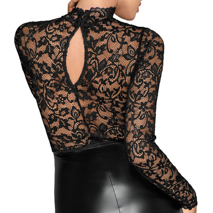 Black Lace and Power wet look Pencil Dress - Noir Pencil