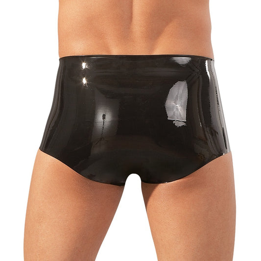 Late X Black Latex Boxers with Penis Sleeve - Fetish High-Gloss Men's Underwear