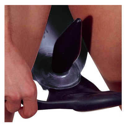 Latex Briefs with Inflatable Anal Plug 4.75" Black - Pump Ball Control