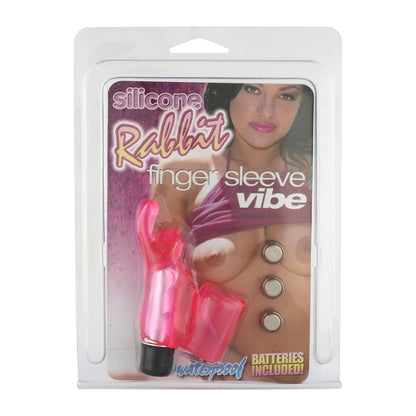 Silicone Rabbit Finger Sleeve Vibe Pink - Removable Bullet Waterproof Battery