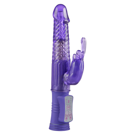 Happy Hugging Bunny Vibrator 6" - Rotating Beads Rabbit in Purple