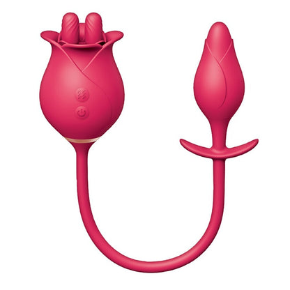 ClitTastic Tulip Finger Massager & Pleasure Plug Set 14.5" Red - Dual Stimulation