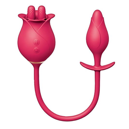 ClitTastic Tulip Finger Massager & Pleasure Plug Set 14.5" Red - Dual Stimulation