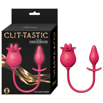 ClitTastic Tulip Finger Massager & Pleasure Plug Set 14.5" Red - Dual Stimulation
