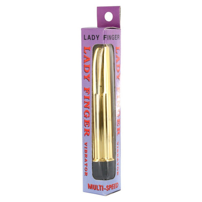 Lady Finger Mini Vibrator Gold 5.5" - Multi-Speed Rocket Classic AA Battery