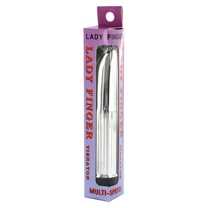 Lady Finger Mini Vibrator Silver 5.5" - Multi-Speed Ridged Shaft AA Battery