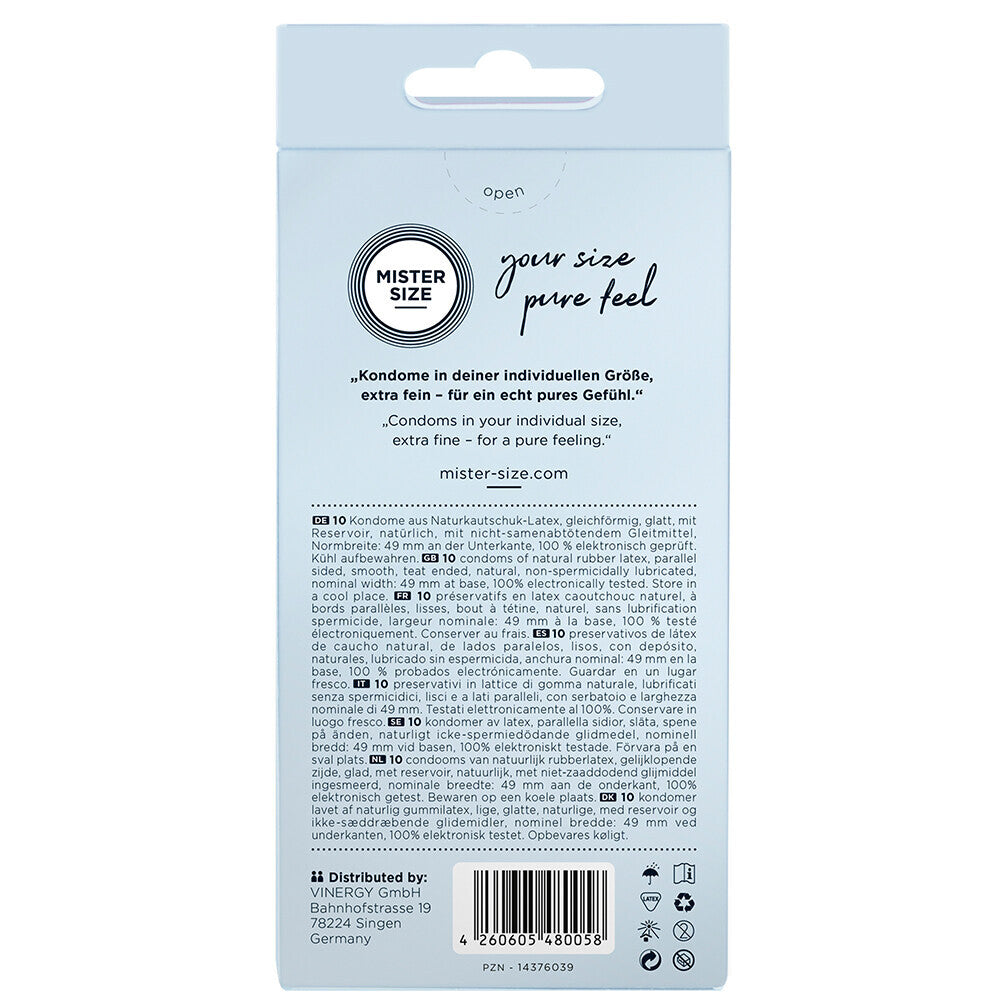 Mister Size 49mm Your Size Pure Feel Condoms 10 Pack - Snug Fit Devotion