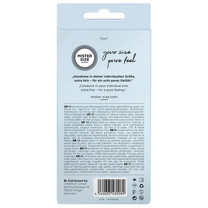 Mister Size 53mm Your Size Pure Feel Condoms 10 Pack - Standard Fit Devotion