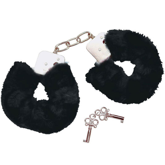Bad Kitty Black Plush Handcuffs - Soft Restraint