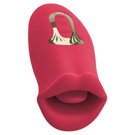 Oral Fun Moving Lips Tongue Vibrator 13cm Red - Dual Motion Oral Simulator