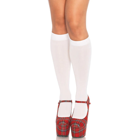 White Nylon Knee Highs UK 8-14 - Pure Knee