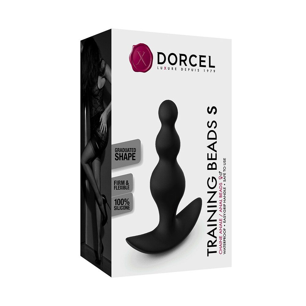 Dorcel Training Anal Beads Small 3.93" Black - 100% Silicone Waterproof Flexible Beginners