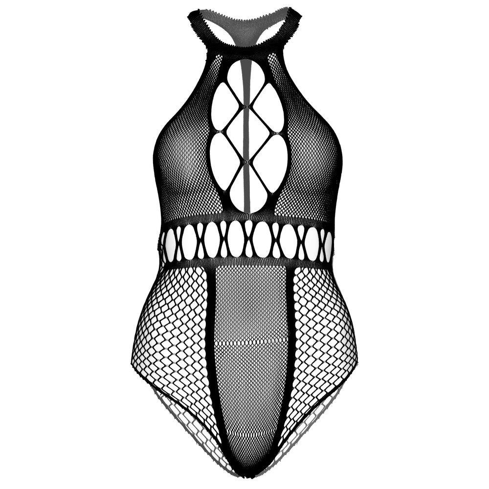 Black Seamless Multi Net Bodysuit UK 14-18 - Curvy Seamless