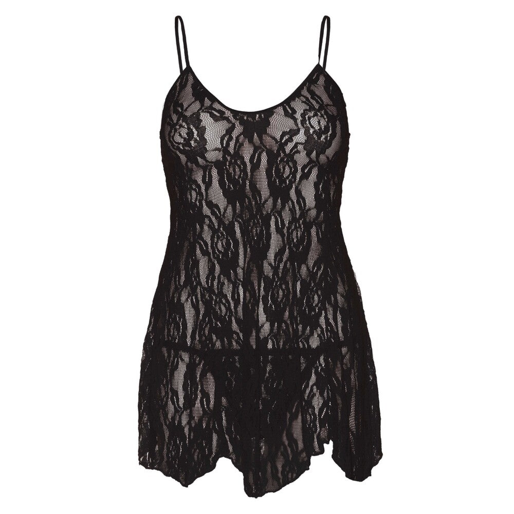 Black Rose Lace Flair Chemise UK 14-18 - Curvy Midnight Rose