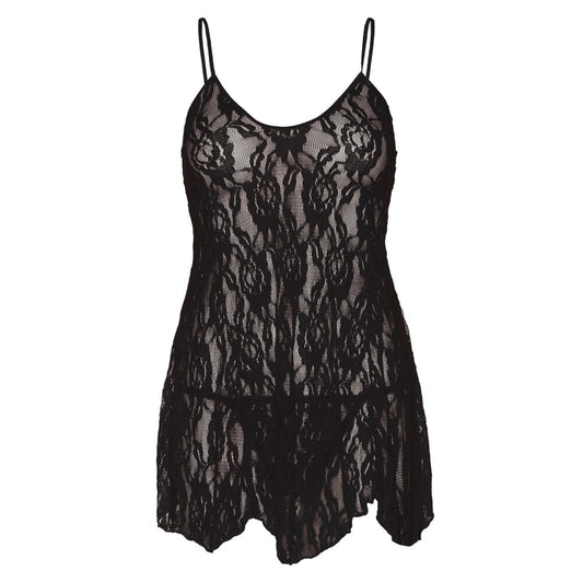 Black Rose Lace Flair Chemise UK 14-18 - Curvy Midnight Rose