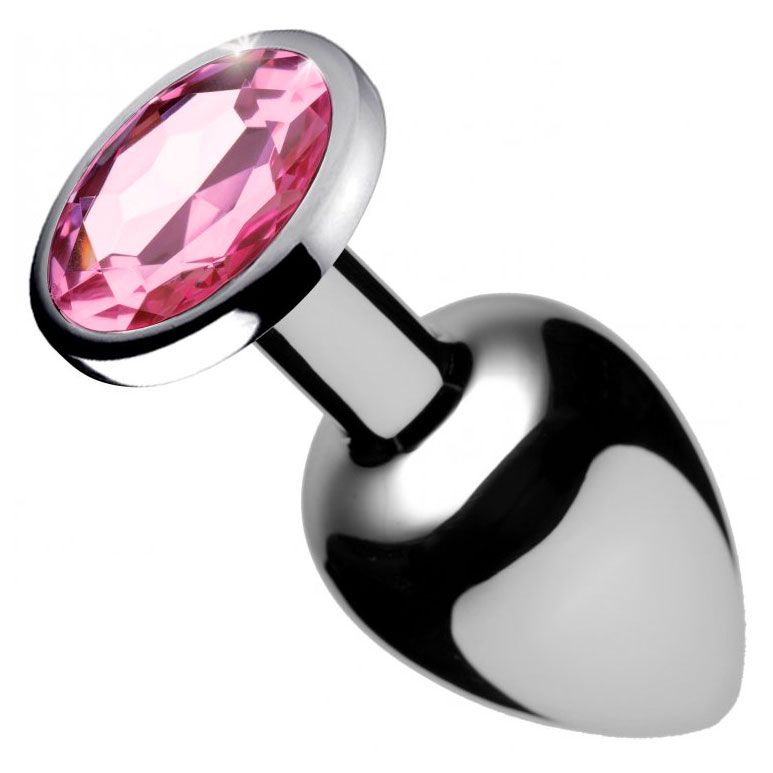 Booty Sparks Pink Gem Medium Anal Plug 3.2" - Nickel-Free Aluminium Temperature Sensitive
