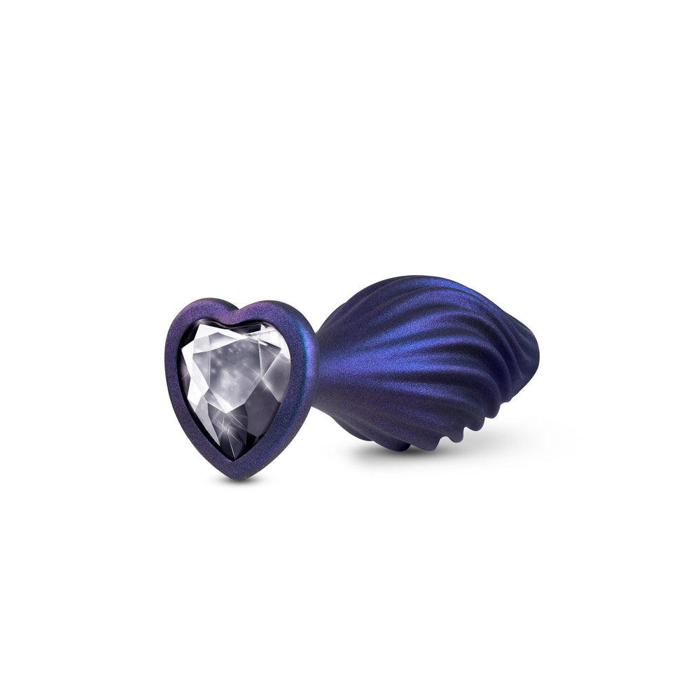 Anal Adventures Matrix Swirling Bling Butt Plug 4.5" Purple - StayPut Jewel Puria Silicone