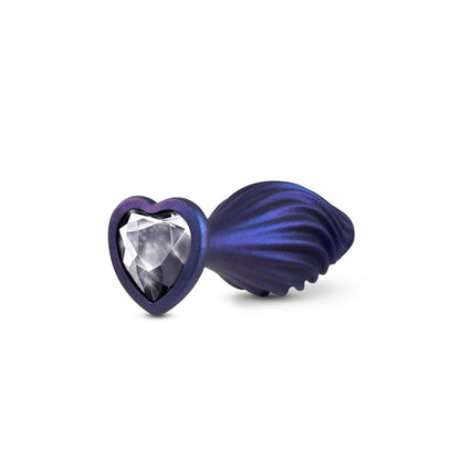 Anal Adventures Matrix Swirling Bling Butt Plug 4.5" Purple - StayPut Jewel Puria Silicone