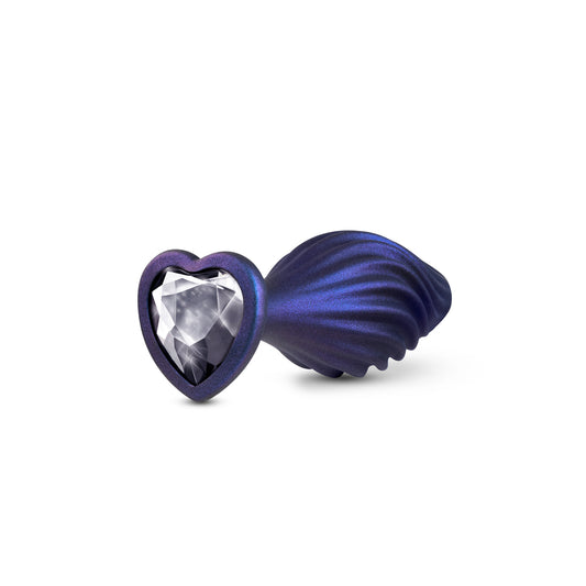 Anal Adventures Matrix Swirling Bling Butt Plug 4.5" Purple - StayPut Jewel Puria Silicone