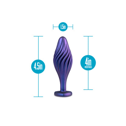 Anal Adventures Matrix Swirling Bling Butt Plug 4.5" Purple - StayPut Jewel Puria Silicone